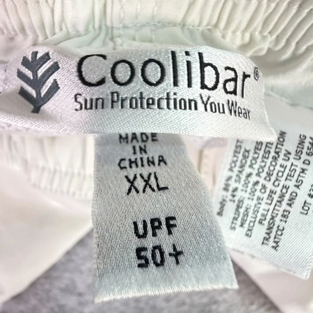 Mens Swim Trunks White UPF 50+ Stripe‎ Elastic Waist Drawstring XXL